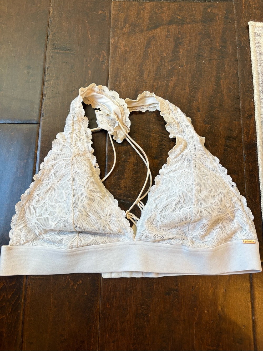 PINK Victoria's Secret Ivory Lace Halter Bralette